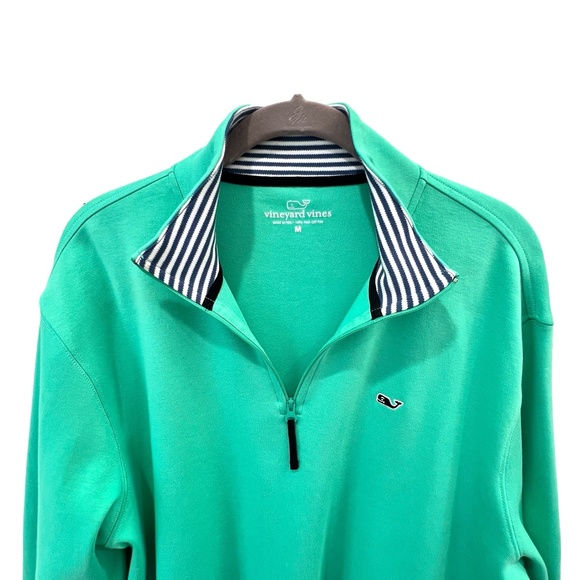 VINEYARD VINES SALTWATER PIMA COTTON MINT GREEN QUARTER ZIP PULLOVER - Picture 7 of 11